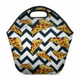 thumbnail image 1 of SUNENAT Insulated Lunch Tote Bag Funny Delicious Pizza on Chevron Pattern Reusable Neoprene Portable Lunchbox Handbag Cooler, 1 of 2
