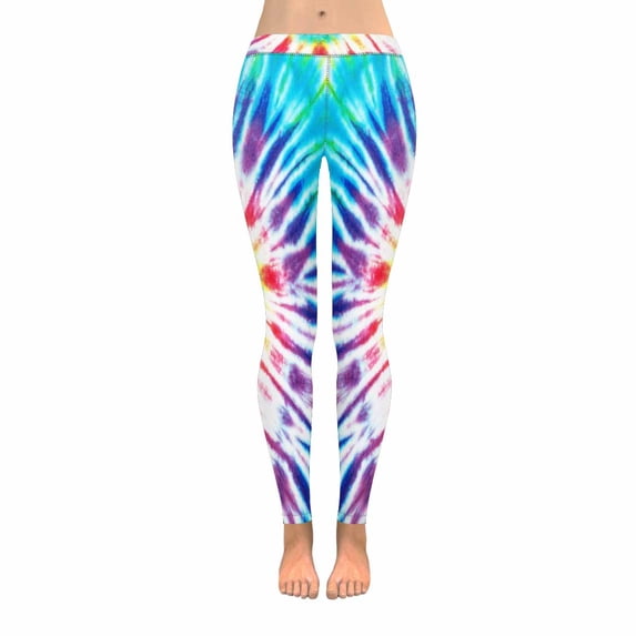 SUNENAT Modern Colourful Spiral Tie Dye Women's Capri Leggings Stretchy Skinny Yoga Pants XL