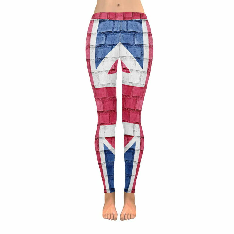SUNENAT Modern United Kingdom Union Jack Flag Women's Stretchy Capri  Leggings Yoga Running Pant 4XL 