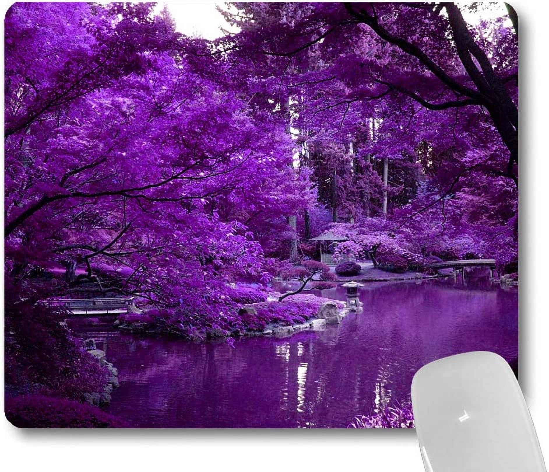 SUNENAT Purple World and Zen Pond Nature Landscape Mouse Pad, Trees