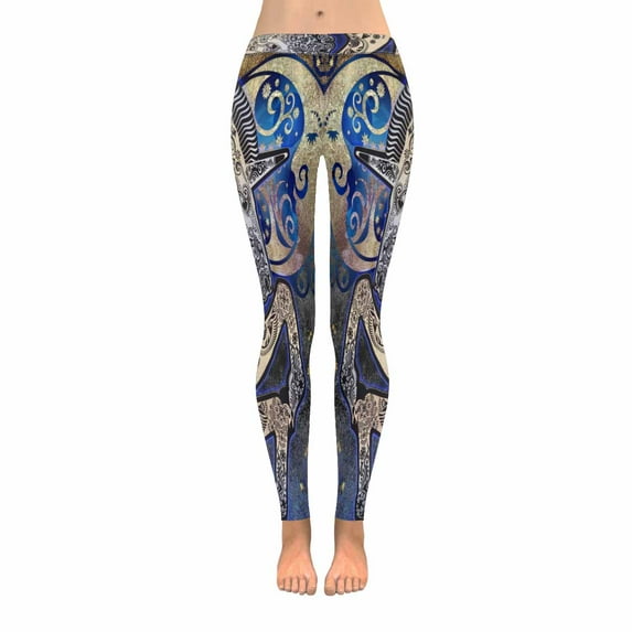 SUNENAT Unicorn with Ethnic Mandala Flowers and Moon Women's Capri Leggings Stretchy Skinny Yoga Pants L