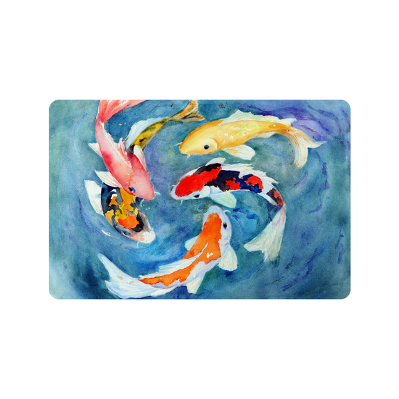 SUNENAT Watercolor Oriental Colorful Koi Goldfish Doormat Non-Slip Indoor And Outdoor Door Mat, Entrance Rug Floor Mats Rubber Backing, Large 30"(L) x 18"(W)