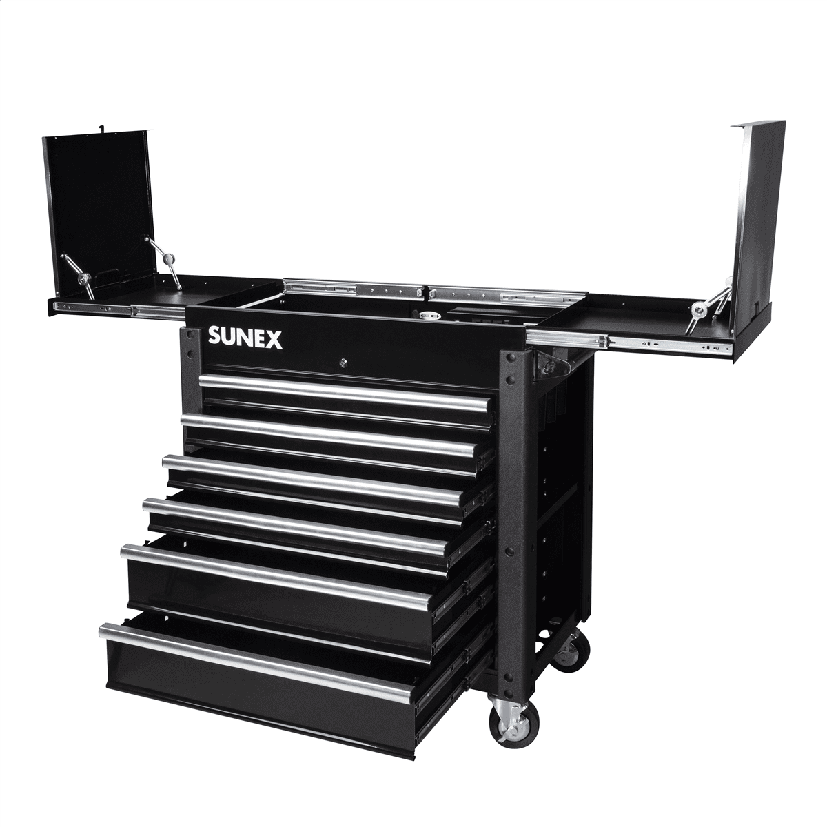 SUNEX 6-Drawer Slide Top Service Cart, Blac