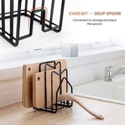 SUNFCON Cutting Board Rack Chopping Board Organizer Stand Holder Kitchen Countertop Pots & Pans Counter Organizer Flat Steel Black