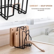 SUNFCON Cutting Board Rack Chopping Board Organizer Stand Holder Kitchen Countertop Pots & Pans Counter Organizer Flat Steel Black