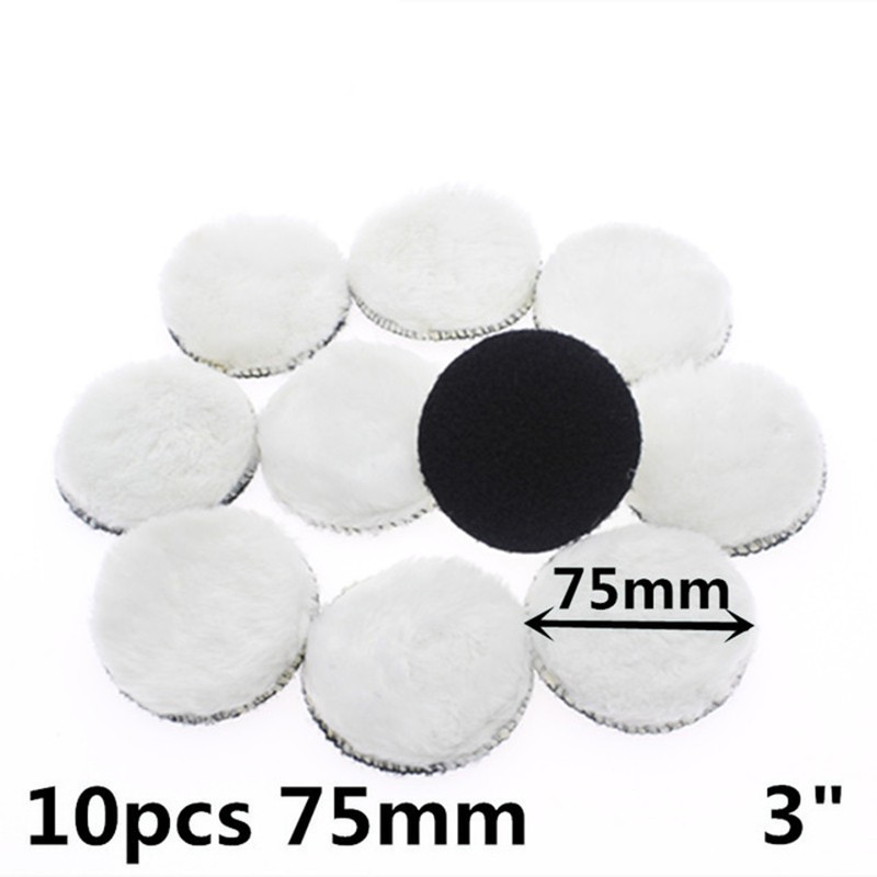 SUNFEX 10pcs 3inch 75mm Car Polishing Pad Waxing Wool Polisher
