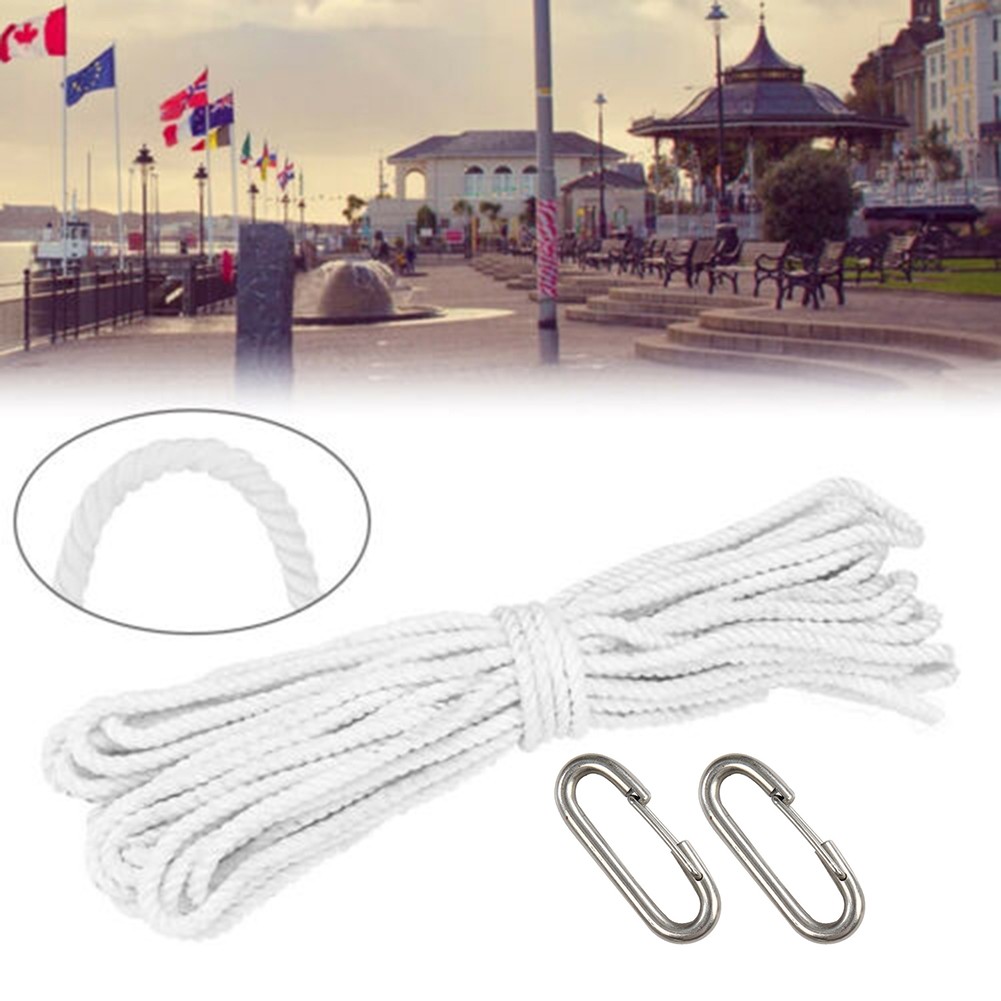SUNFEX 11.5M Nylon Braided Rope Hooks Flagpole Accessory Kit Outdoor