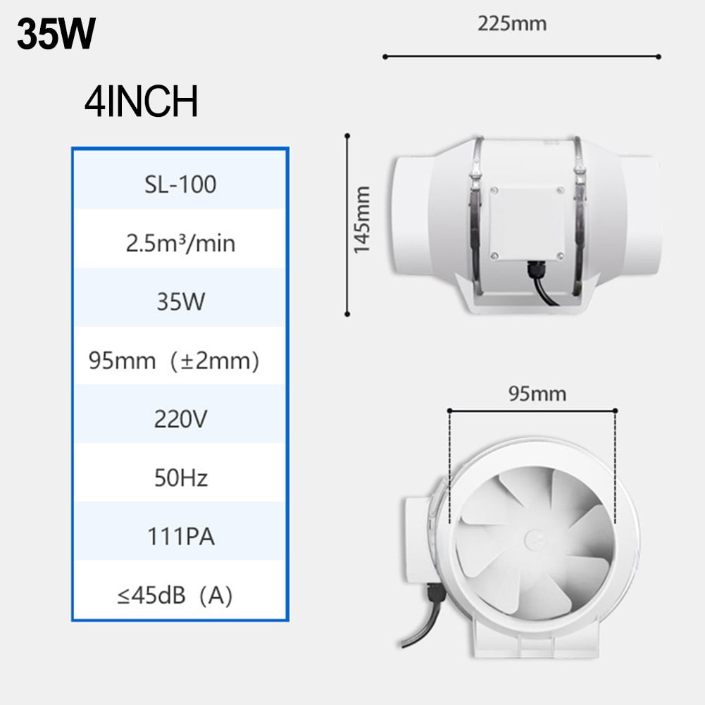 SUNFEX 4/5 Inch Inline Duct Fan Ventilation Quiet Hvac Exhaust Blower
