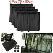 SUNFEX 4*Car Side Casement Side Curtain Folded Mesh Sun Shade Black Suction Cup 70X50Cm