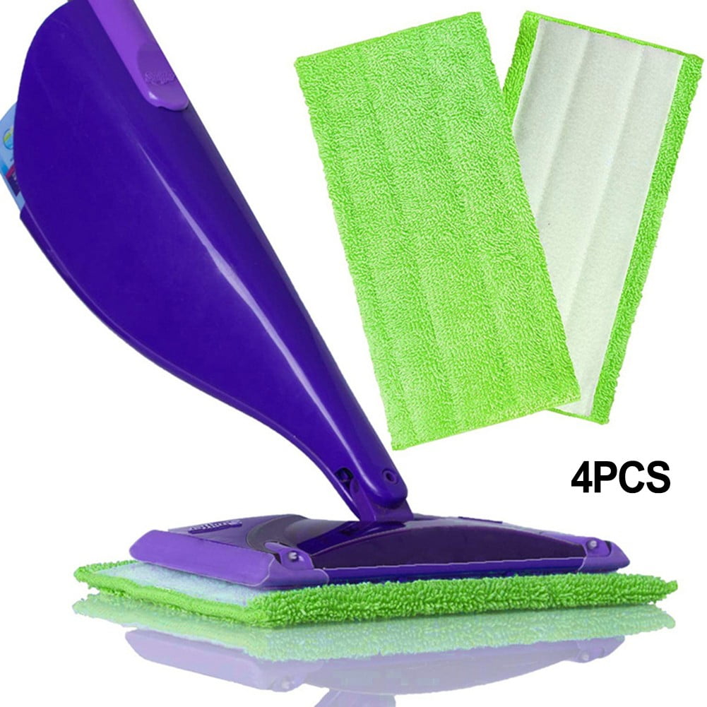 SUNFEX 4Pcs Reusable Microfiber Mop Pads For Swiffer Wet Jet Pads For