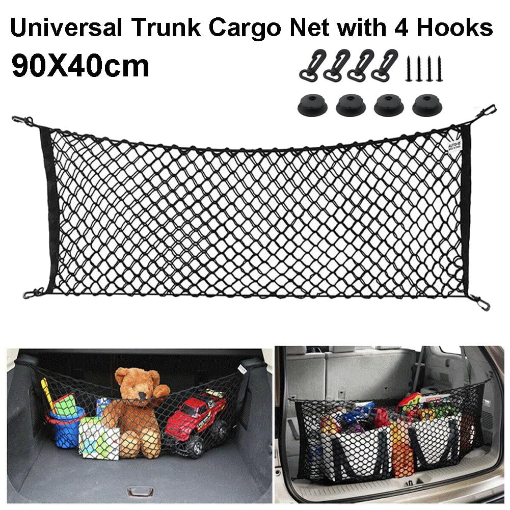 SUNFEX Car Rear Cargo Net Trunk Elastic Mesh Organizer With 4 Hooks 2