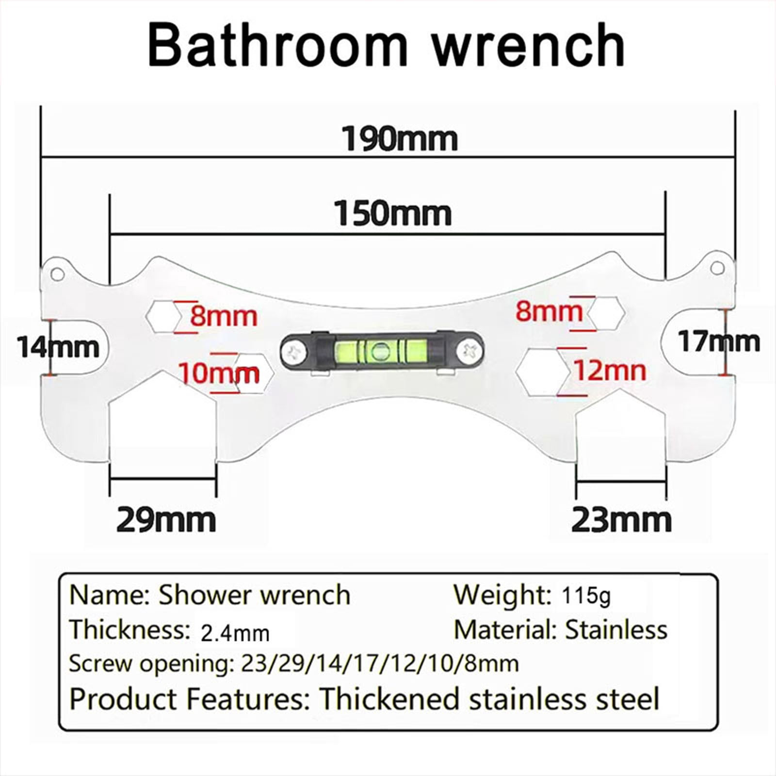 SUNFEX Shower Key Tool - Special Self Levelling Curved Key