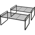 thumbnail image 1 of SUNFICON 2 Pack Cabinet Shelf Organizer Storage Rack Space Saving for Kitchen Counter Pantry Bathroom Cupboard Under Sink Office Table Desk Steel Stackable Rust Resistant 20”Black w Connected Hooks, 1 of 9