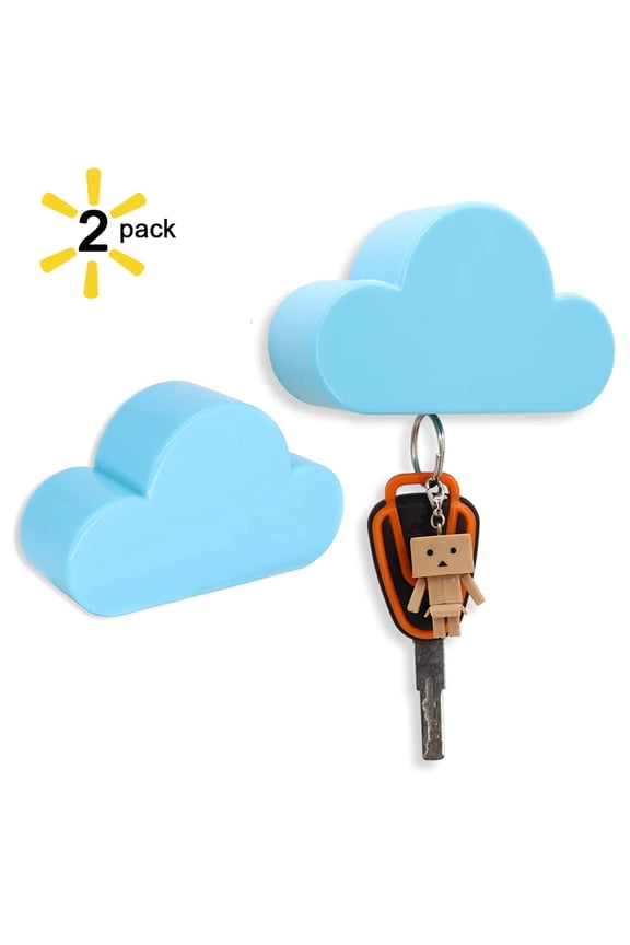2 Pack Dadanism Magnetic Wall Key Holder - Novelty Adhesive Magnetic Key Hanger Organizer, Keep Keychains and Loose Keys Securely in Place （BLUE）
