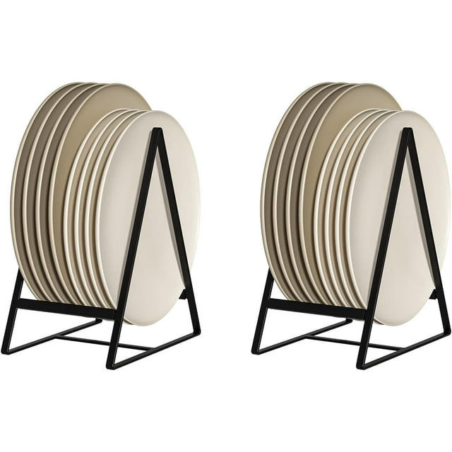 SUNFICON 2 Pack Large Triangle Plate Holders Organizers Upright Dish Drying Racks Metal