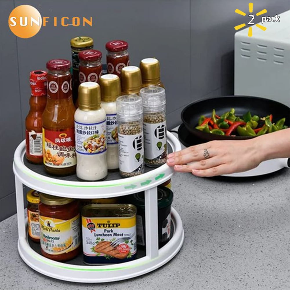 SUNFICON 2 Tier Lazy Susans Turntable 10 Inch Pantry Lazy