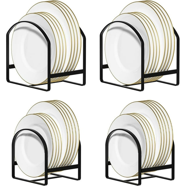 SUNFICON 4 Pack Plate Holder Organizer Large Dish Storage Rack Upright