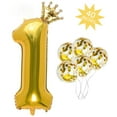 thumbnail image 1 of SUNFICON 40'' Giant Gold 1 Number Foil Balloons with Crown & Confetti, 6 Count, 1 of 5