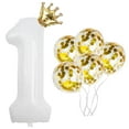 thumbnail image 1 of SUNFICON 40 Inches Number 1 Balloon, Giant White Digit Helium Foil Balloons, 1 Gold Crown Balloon, 5 Confetti Balloons for Birthday Wedding Anniversary New Year Party Decorations, 1 of 4