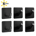 SUNFICON 6 Pack Strong Adhesive Hooks Sticky Wall Hanger 304 Stainless