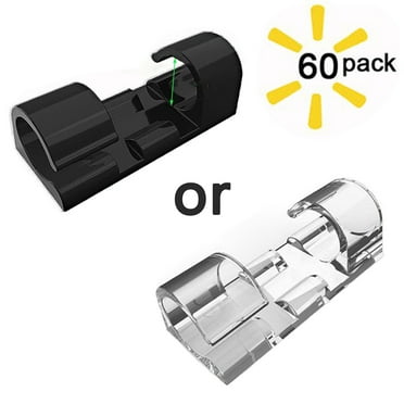 SUNFICON 60 Pieces Self-Adhesive Cable Clips Finisher Wire Clamp Sticky Clear Cable Clip Management Organizer Drop Wire Holder for TV PC Cable Desktop Home Office (Large Black)