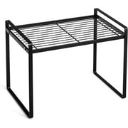 SUNFICON Cabinet Shelf Organizer Storage Rack Space Saving for Kitchen Counter Pantry Bathroom Cupboard Under Sink Office Table Desk Steel Stackable Rust Resistant Heavy Duty Nonslip 13” Black