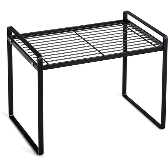 SUNFICON Cabinet Shelf Organizer Storage Rack Space Saving for Kitchen Counter Pantry Bathroom Cupboard Under Sink Office Table Desk Steel Stackable Rust Resistant Heavy Duty Nonslip 13” Black