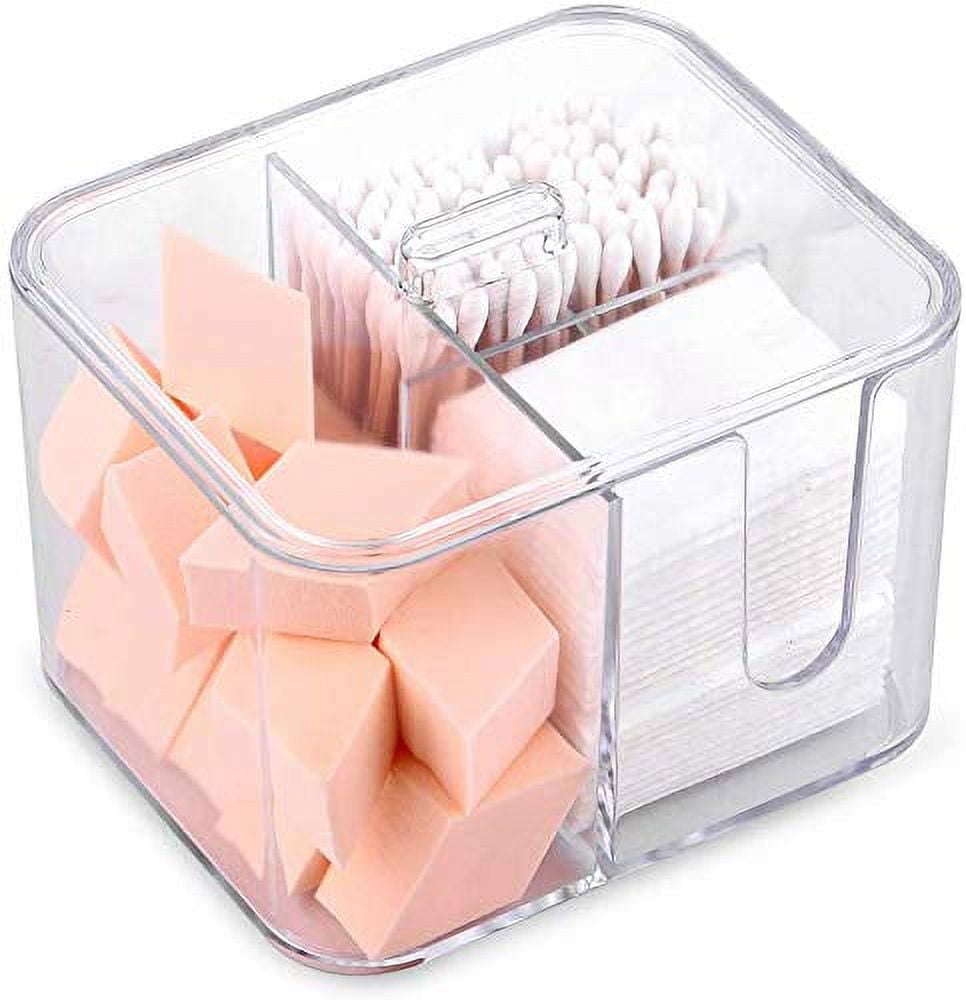 Clear Acrylic 4-Grid Cotton Swab and Pad Organizer