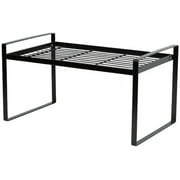 SUNFICON Kitchen Countertop Spice Rack Stackable Cabinet Shelf Cupboard Storage Organizer Compact Metal Wire Desktop Stand for Home Pantry Bathroom Laundry Room Office Garage Black