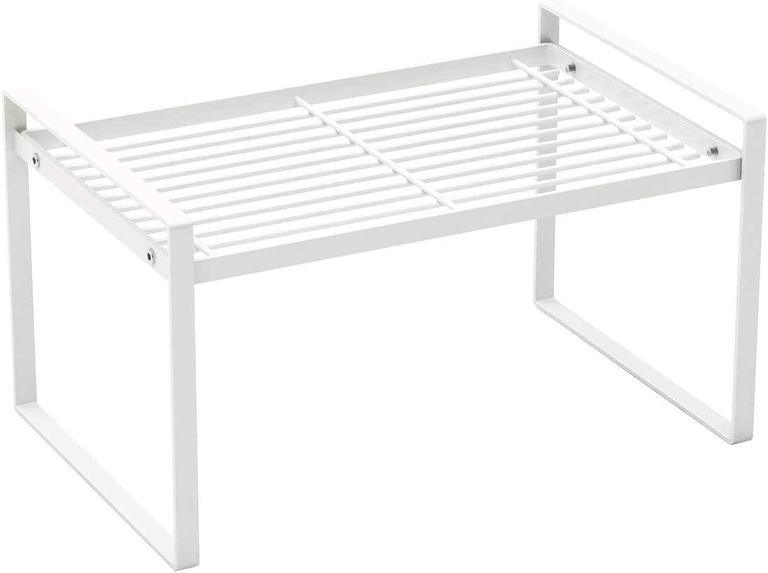 SUNFICON Compact Countertop Rack, Stackable White Kitchen Cabinet Shelf ...