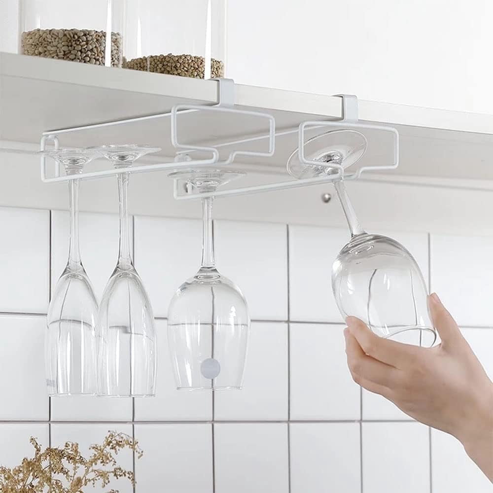 SUNFICON Wine Glass Rack, Under Cabinet Stemware Holder, White ...