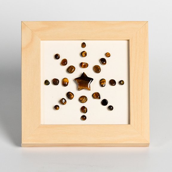 SUNFLOWER Five-Pointed Star Rough Stone Crystal Wooden Photo Frame Wholesale Moving into the New House Wooden Photo Frame Home Decoration