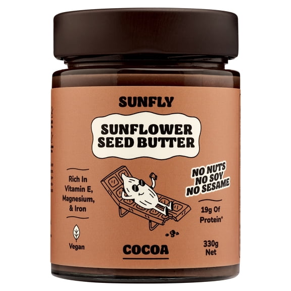 SUNFLY Sunflower seed butter Cocoa 330g, Imported from Britain