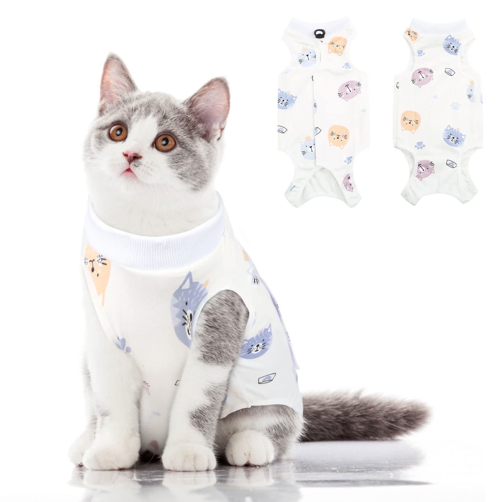 SUNFURA Cat Recovery Suit, Kitten Surgical Full Bodysuit for Abdominal