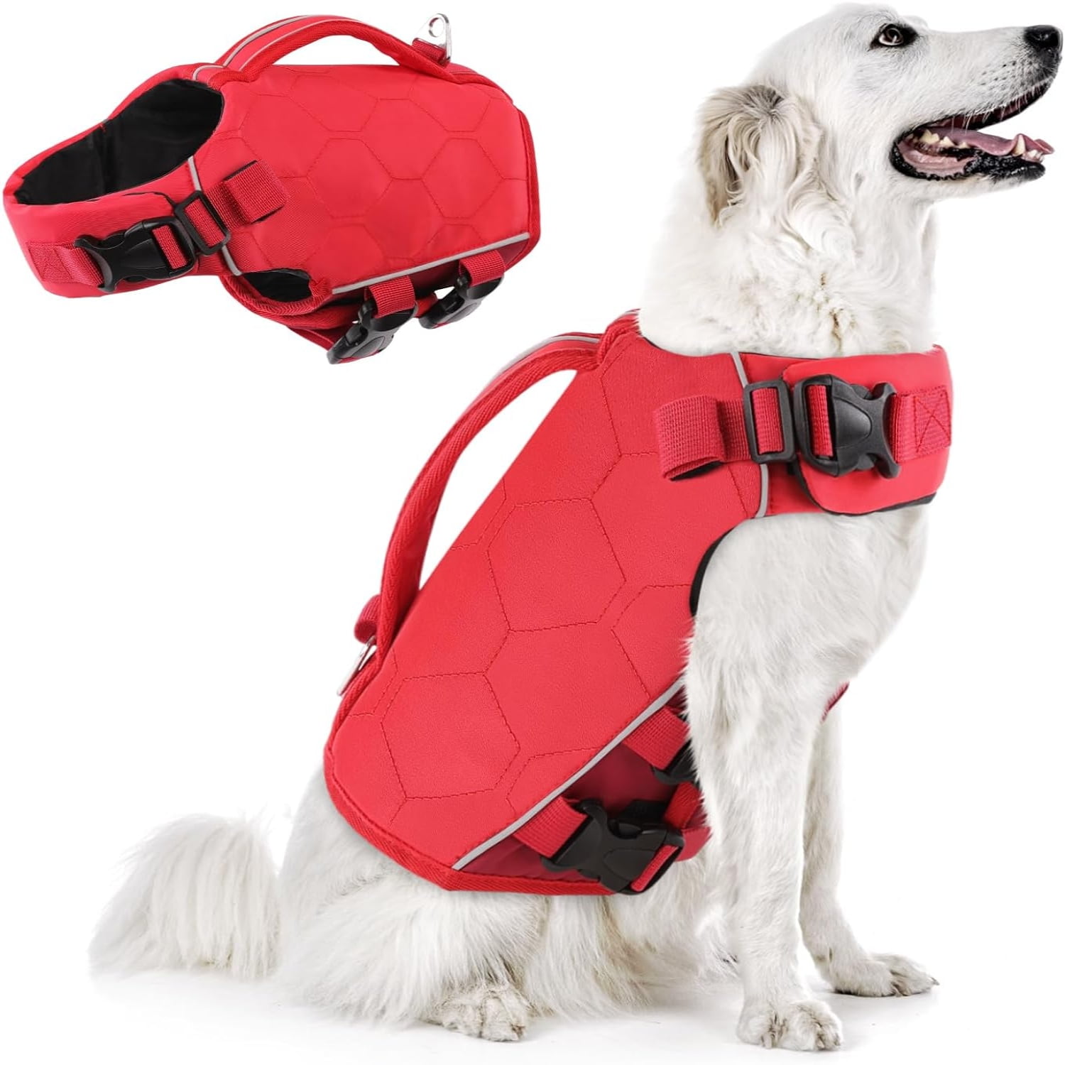 SUNFURA Dog Life Vest for Swimming Reflective Dog Life Jacket Medium Dog Floating Vests for