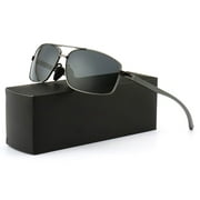SUNGAIT Polarized Rectangular Sunglasses For Men Lightweight Metal Frame UV400 Protection