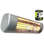 SUNHEAT 901315120 WL15-B 1500W Commercial Outdoor Wall Mount Heater Silver Bundle with 1 YR CPS Enhanced Protection Pack