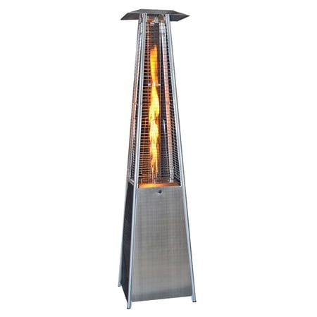 SUNHEAT Contemporary Square Design Portable Propane Patio Heater with Decorative Variable Flame - Stainless Seel