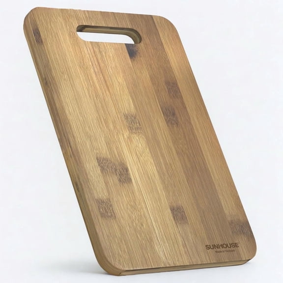 SUNHOUSE 14” x 9” Natural Bamboo Cutting Board, Thick & Durable Wooden Cutting Board for Kitchen, Chopping Board with Hanging Hole, Non Toxic, Knife Friendly & Easy to Clean