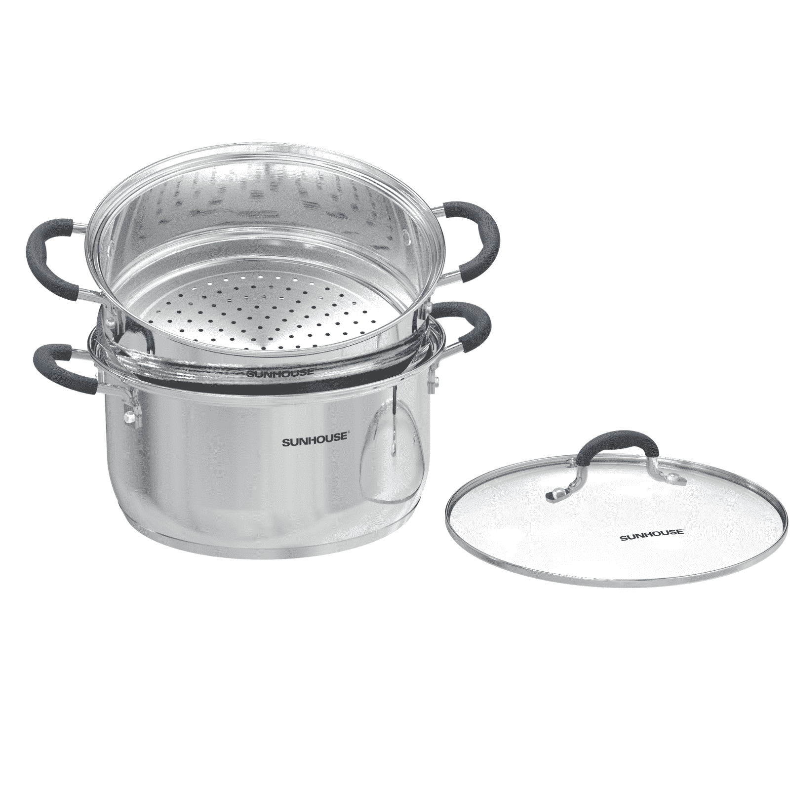 Sunhouse 3.1 Quart Stainless Steel Steamer Pot with Glass Lid