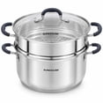 thumbnail image 1 of SUNHOUSE 3.1 Qt Stainless Steel Steamer Pot with Glass Lid, 2-Tier Tri-Ply Vegetable Steamer, Induction Compatible, 1 of 10