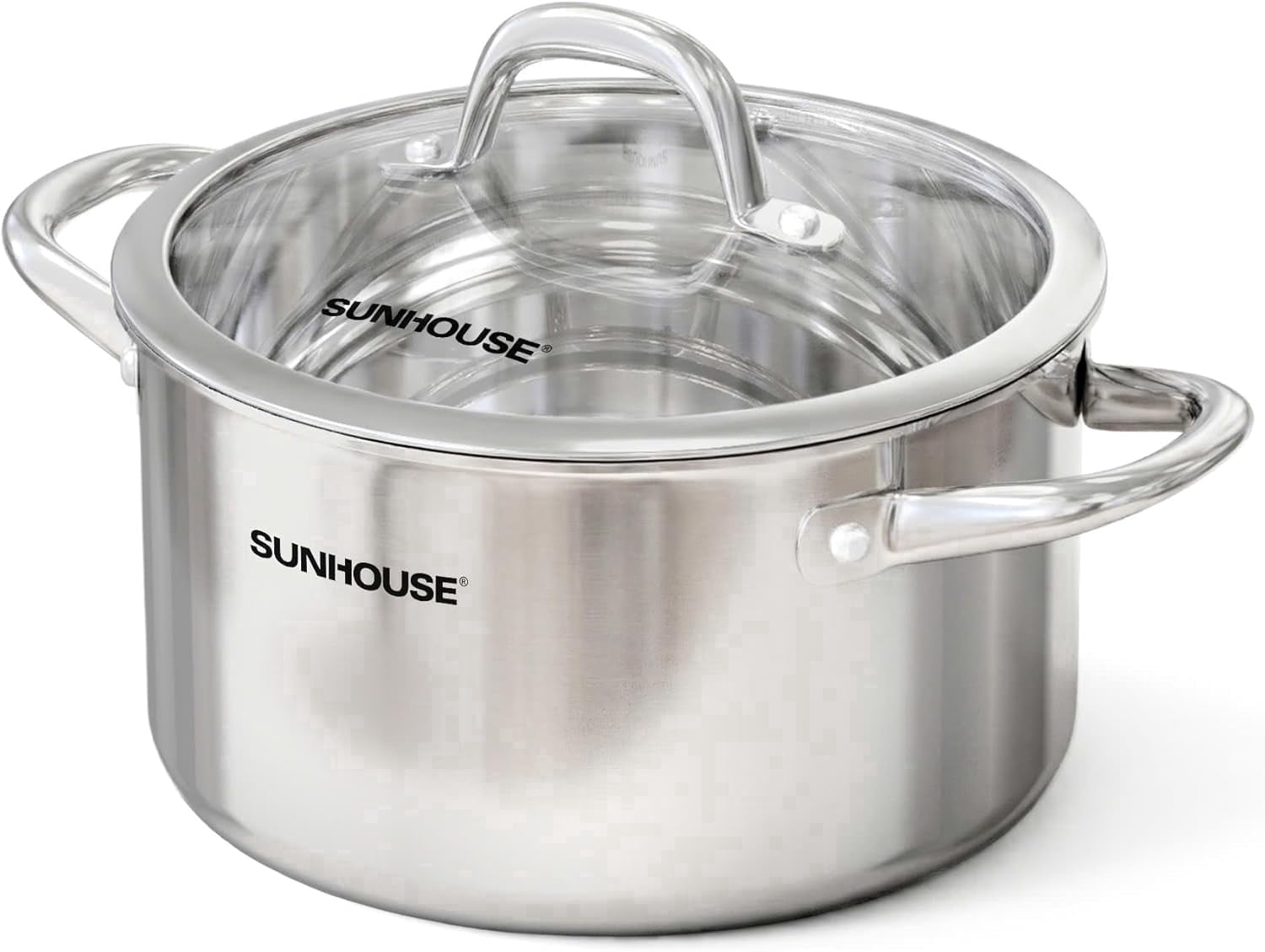 Sunhouse Professional 12-Quart Whole-Clad Multi-Ply Stainless Steel Stock Pot with Lid - Premium 18/10 - Induction Ready, Oven Safe Dishwasher Safe Cooking Pot
