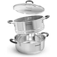 thumbnail image 1 of Sunhouse 4.6 Quart Multipurpose Stainless Steel Stockpot with 2-Tier Steaming Pot, Steamer Pot for cooking, Induction Compatible, 1 of 10