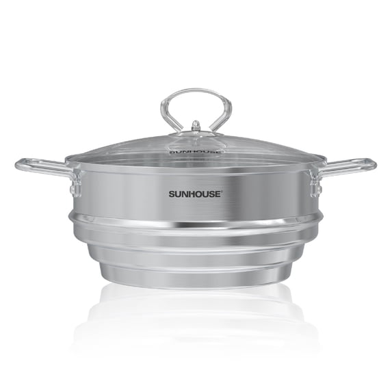 5 Inch Steamer Insert SUNHOUSE 5-Quart Stainless Steel Steamer Basket Insert with Lid ...