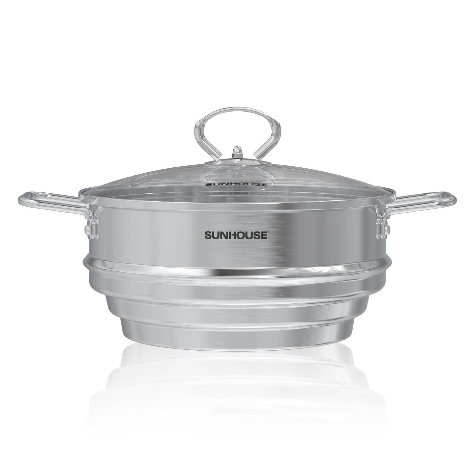 SUNHOUSE 5-Quart Stainless Steel Steamer Basket Insert with Lid