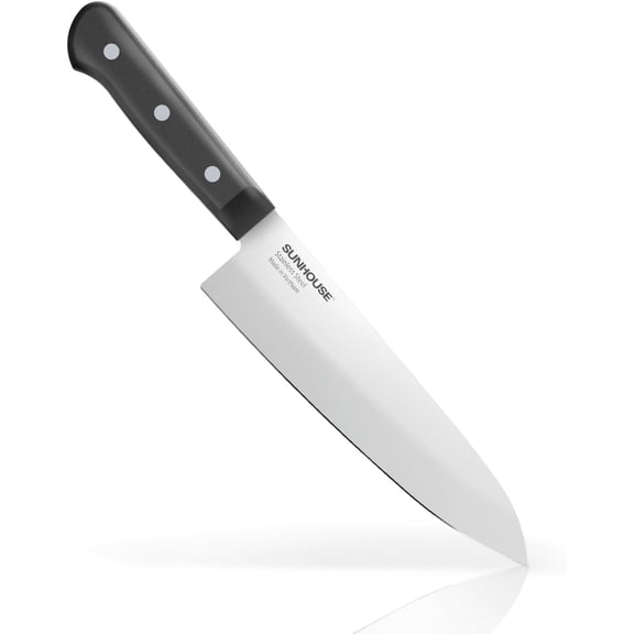 Sunhouse Chef Knife 7.5 Inch Ultra Sharp Kitchen Knife - High Carbon Stainless Steel, Ergonomic Non-Slip Handle, Apartment Essentials, Gift for Dad Husband Him