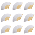 SUNHUFA Blank White DIY Paper Bamboo Folding Fan for Hand Practice
