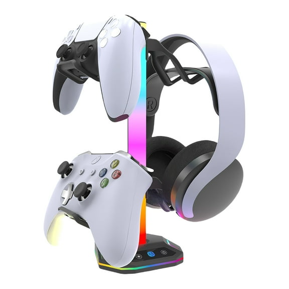 SUNHUFA RGB Headset Stand Controller Holder 9 Light Modes for PS5/PS4/Xbox/Switch Pro
