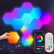 SUNICOL 3-Pack Smart LED Hexagon Lights Wall Decor, RGB IC Light Panels with Bluetooth App & Remote Control, Music Sync DIY Geometric LED Panel Lights, Ambient Wall Sconce Gaming Lights for Bedroom
