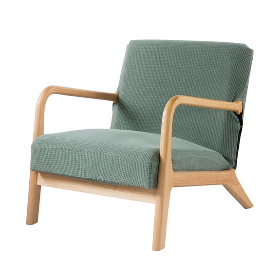 SUNICOL Stretch Armchair Slipcover with Zipper, Jacquard Spandex Wood Arm Chair Cover Protector, Elastic Removable Accent & Dining Chair Covers for Living Room, Home Decor, Green